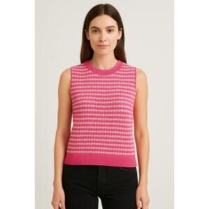 Marni Knit Sleeveless Jumper Top Honeycomb Pink Small Designer Coquette Preppy